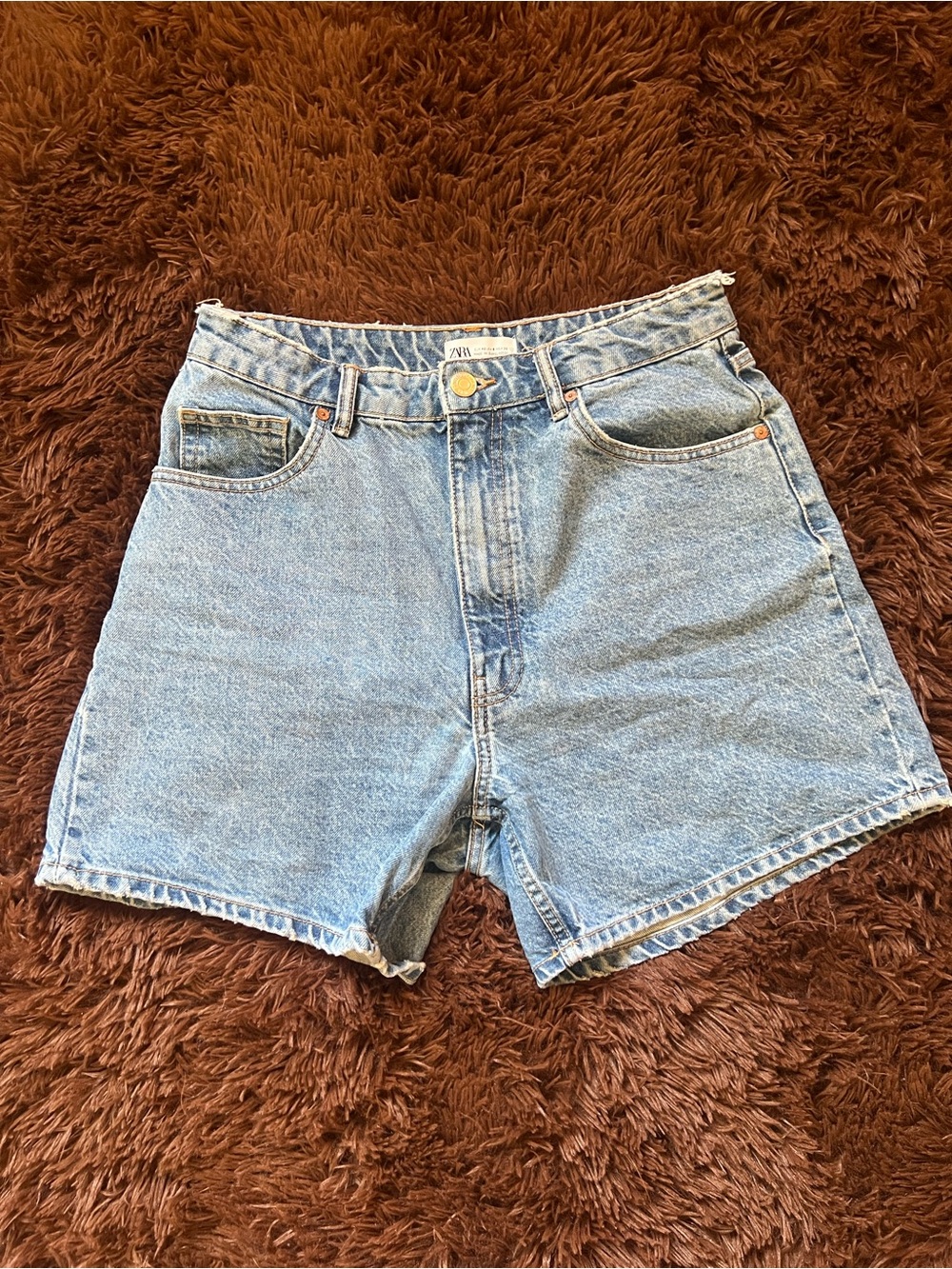 Zara Light Wash High-Rise Denim Shorts